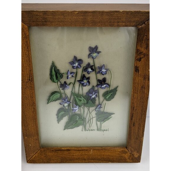 Joan Kimpel Hand Painted Framed Floral Flowers Art Work 6"x8" Vintage Rustic - Picture 3 of 11